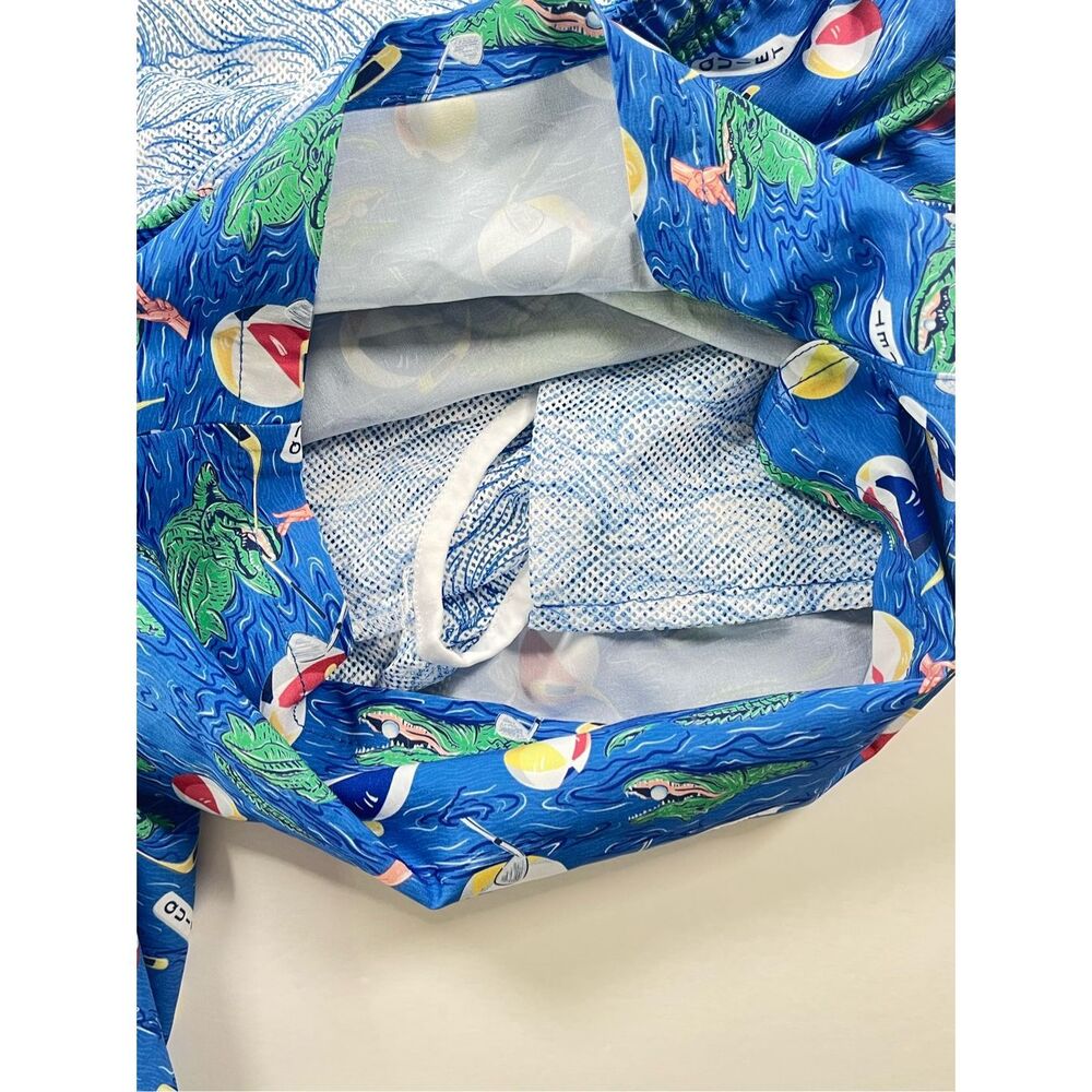 Peter Millar Crown Blue Alligator Golf Beach Print Swim 7” Trunks Mens Large - Picture 6 of 12